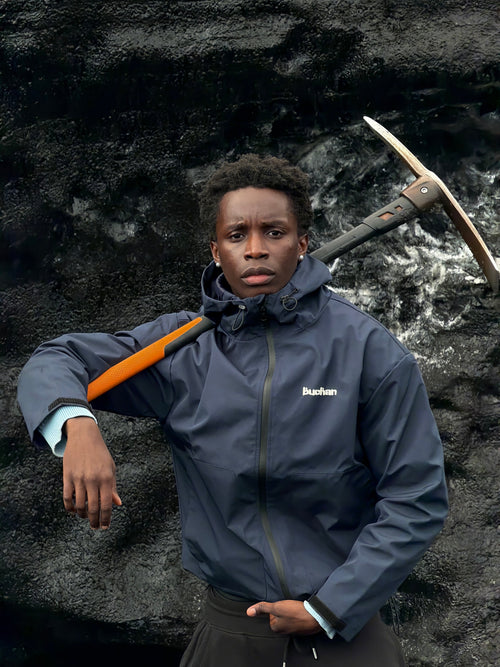 Water Reactive Cheetah Rain Jacket - Navy