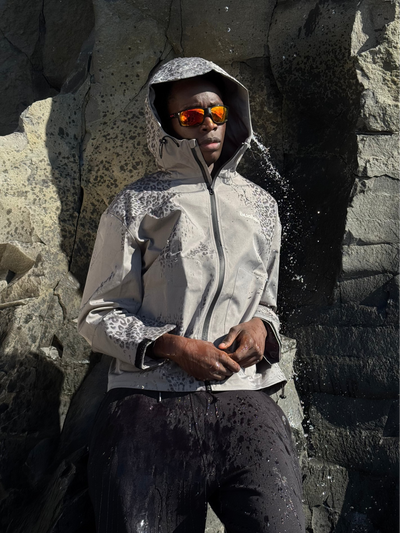Water Reactive Cheetah Rain Jacket - Grey