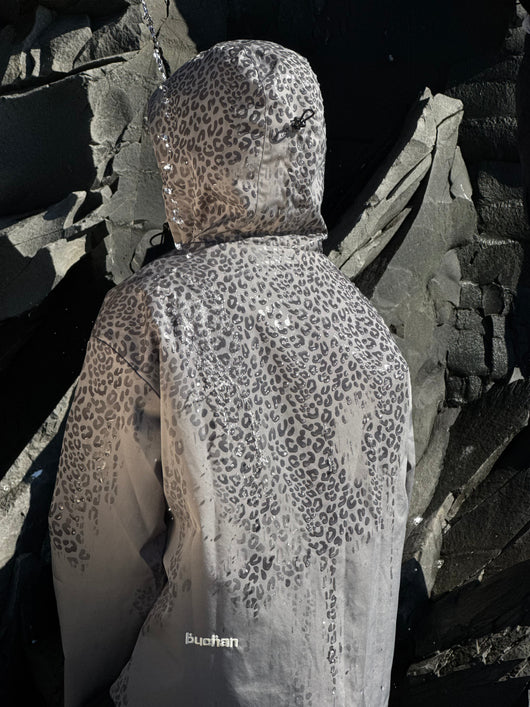 Water Reactive Cheetah Rain Jacket - Grey
