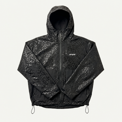 Water Reactive Cheetah Rain Jacket - Black