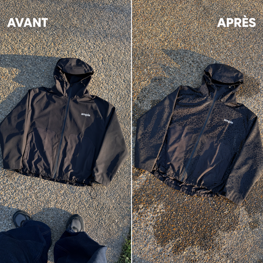 Water Reactive Cheetah Rain Jacket - Black
