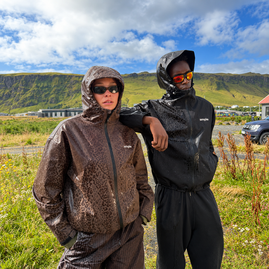 Water Reactive Cheetah Rain Jacket - Black