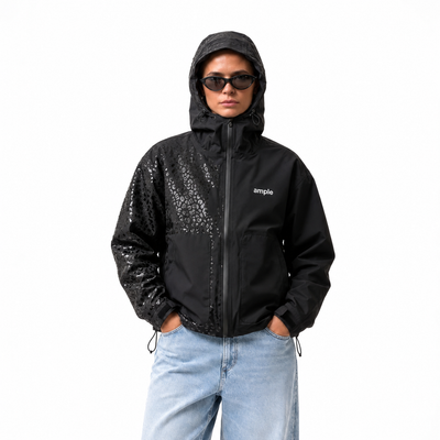 Water Reactive Cheetah Rain Jacket - Black