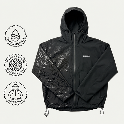 Water Reactive Cheetah Rain Jacket - Black
