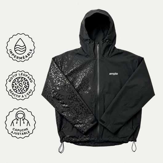 Water Reactive Cheetah Rain Jacket - Black