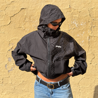 Water Reactive Cheetah Rain Jacket - Black