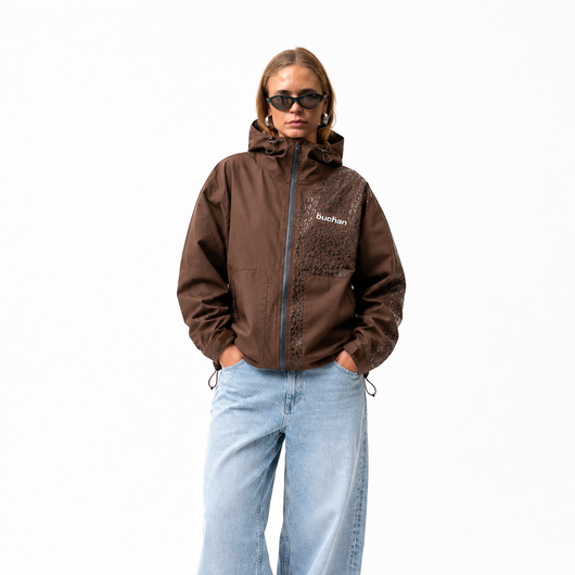 Water Reactive Cheetah Rain Jacket - Brown