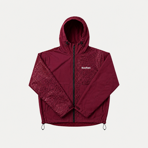 Water Reactive Cheetah Rain Jacket - Burgundy