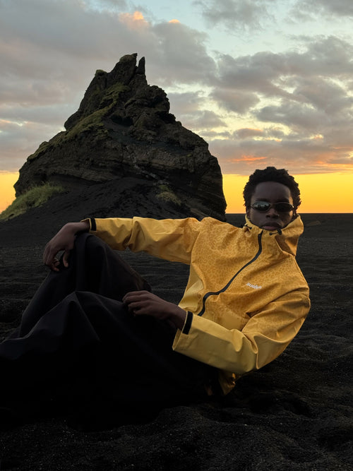 Water Reactive Cheetah Rain Jacket - Yellow